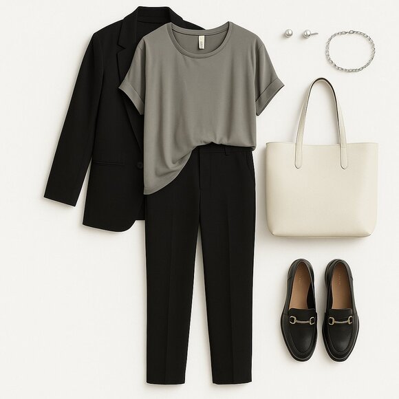 Stylus Gray Oversized Short Sleeve Top – Women’s - L - Picture 2 of 6